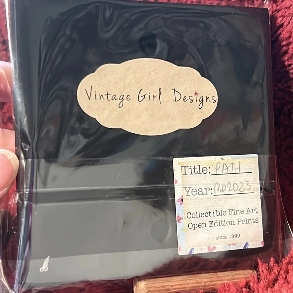 Lot of 2 Vintage Girl Designs Wood Plaques Dear Friend (often) & Thankful (path)